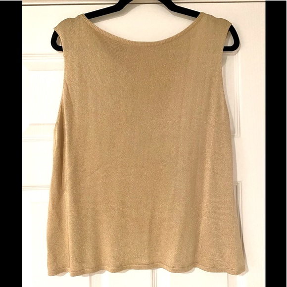 BEAUTIFUL LAURA ASHLEY GOLD METALLIC-KNIT SLEEVELESS TOP - Picture 1 of 5